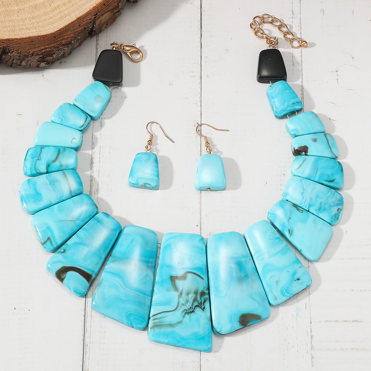 ZenFlow Trinity Necklace & Earring Set - Retro Coastal Personalized Expression Collection