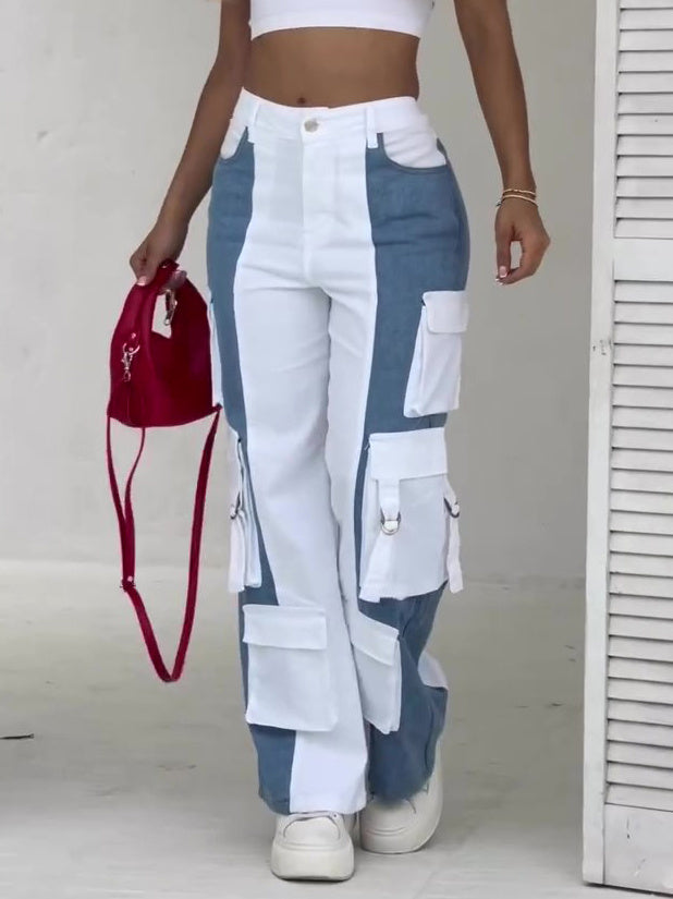 ZenFlow Urban Harmony Cargo Jeans - Sacred Contrast Transformation Trousers