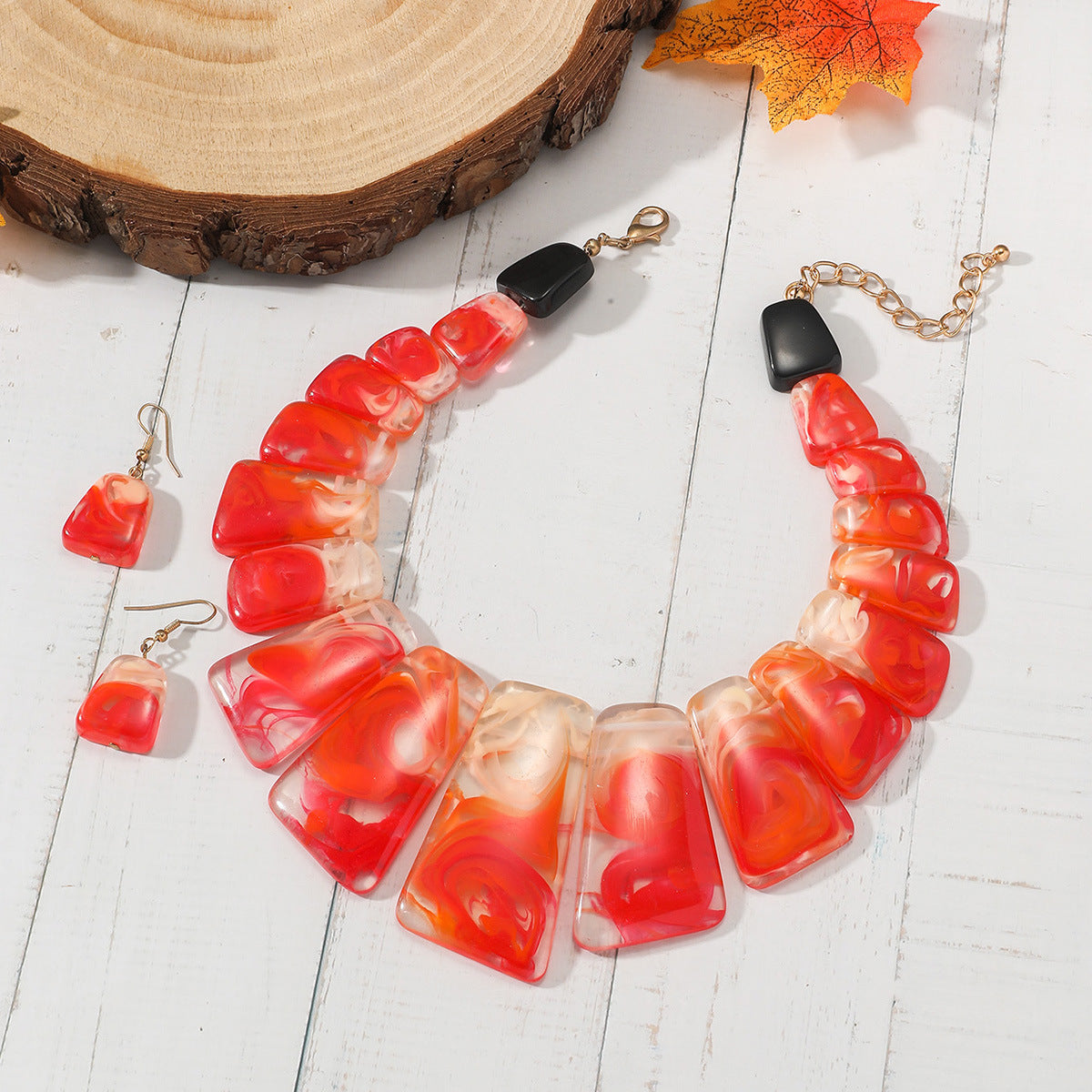 ZenFlow Trinity Necklace & Earring Set - Retro Coastal Personalized Expression Collection