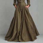 Solid Color Button-down Collar Long Sleeve Dress