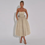 Summer Elegant Sweet And Spicy Solid Color Tube Top Off-shoulder Dress