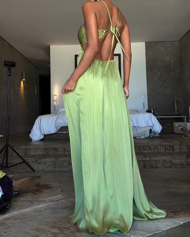 ZenFlow Parisian Grace Dress - Sacred Heart Chakra Flowing Maxi