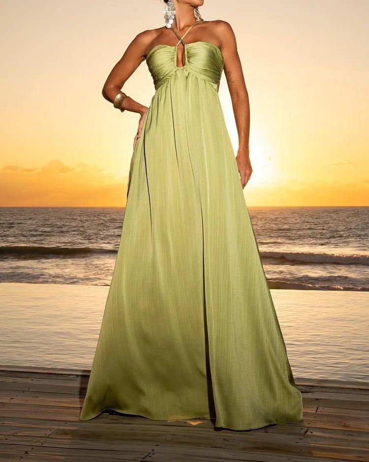 ZenFlow Parisian Grace Dress - Sacred Heart Chakra Flowing Maxi