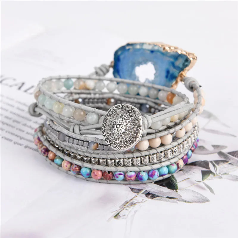 ZenFlow Bohemian Spirit Wrap Bracelet - Sacred Natural Stone Energy Jewelry