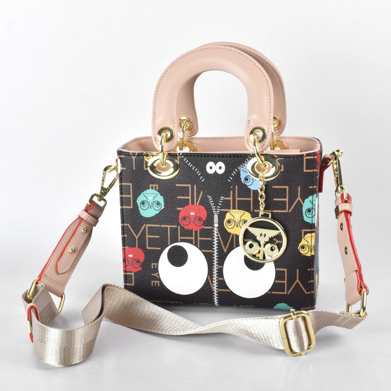 Zenflow Eye Theme Dai Fei Women's Printed Shaped Bag with Silk Ribbon