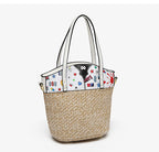 Zenflow Eye Theme Trendy and Personalized Straw Woven Rhinestone Handbag