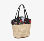 Zenflow Eye Theme Trendy and Personalized Straw Woven Rhinestone Handbag