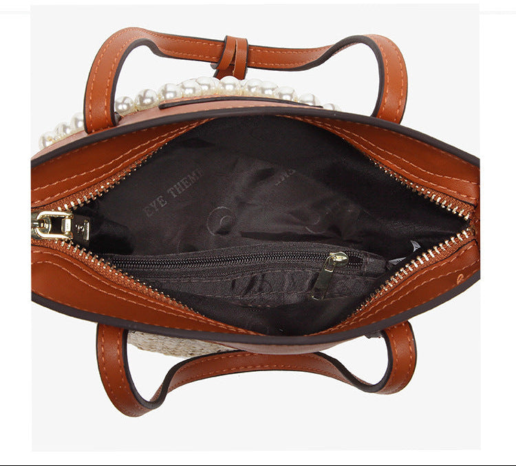 Zenflow Eye Theme Trendy and Personalized Straw Woven Rhinestone Handbag