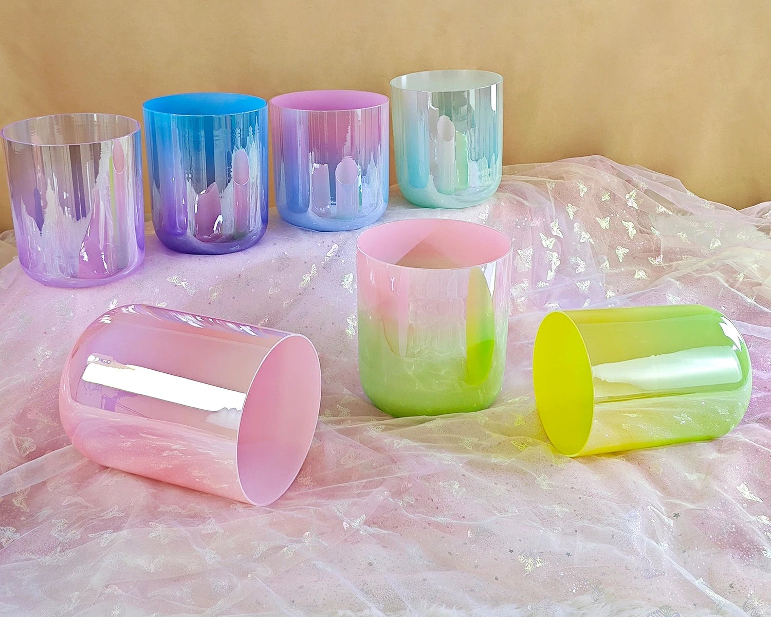 CrystalSoul 432Hz 7-8.5inch Alchemy Clear Quartz Crystal Singing Bowls Set of 7pcs for Sound Healing with bag and accessories