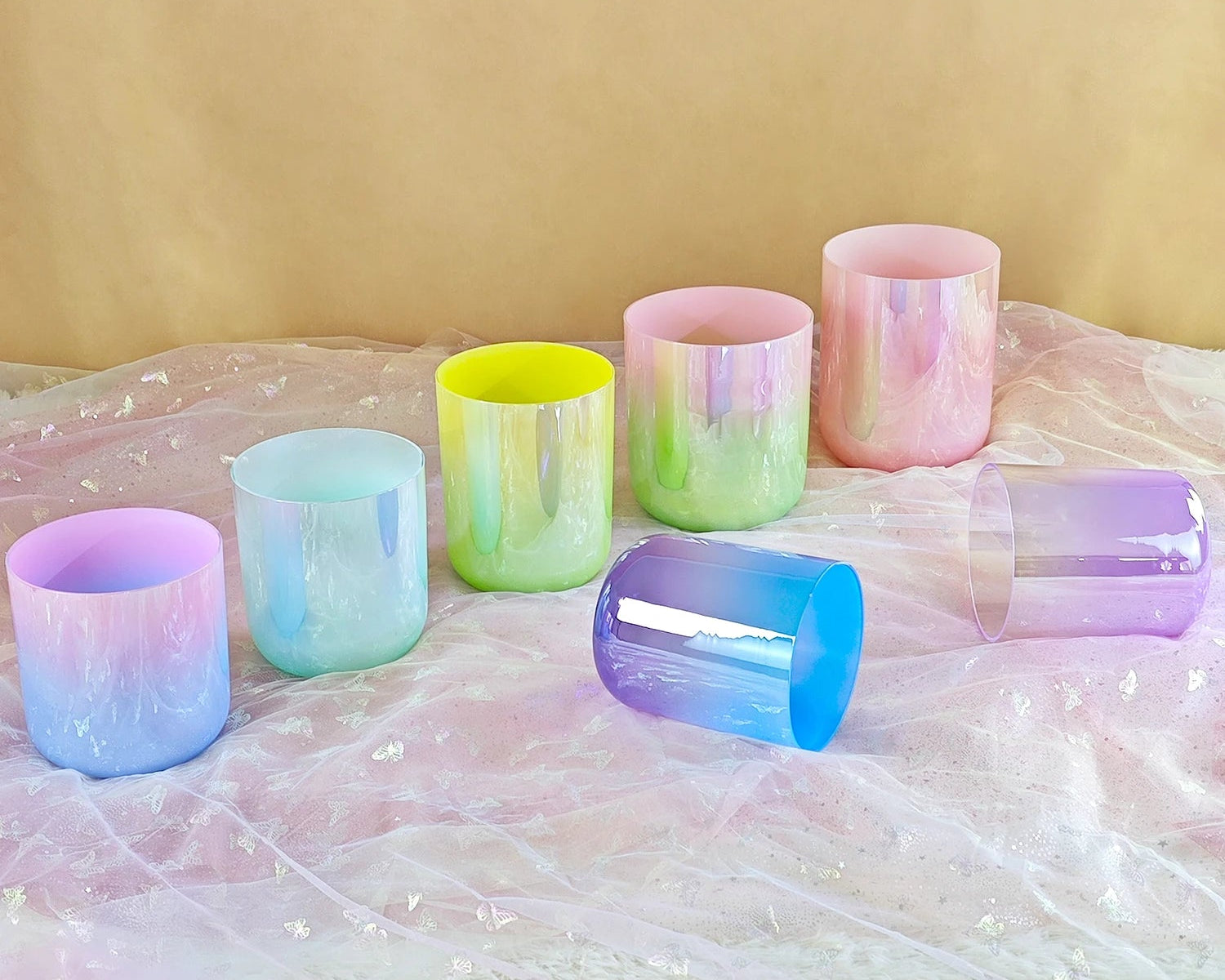 CrystalSoul 432Hz 7-8.5inch Alchemy Clear Quartz Crystal Singing Bowls Set of 7pcs for Sound Healing with bag and accessories