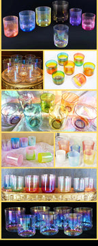 CrystalSoul 432Hz 7-8.5inch Alchemy Clear Quartz Crystal Singing Bowls Set of 7pcs for Sound Healing with bag and accessories