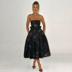 Summer Elegant Sweet And Spicy Solid Color Tube Top Off-shoulder Dress