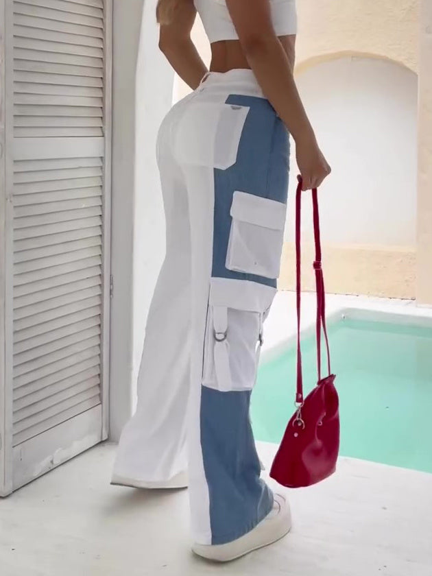 ZenFlow Urban Harmony Cargo Jeans - Sacred Contrast Transformation Trousers