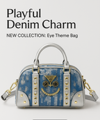 Zenflow Eye Theme Denim Embroidered sequined Handheld Newspaper *NEW COLLECTION*