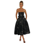 Summer Elegant Sweet And Spicy Solid Color Tube Top Off-shoulder Dress