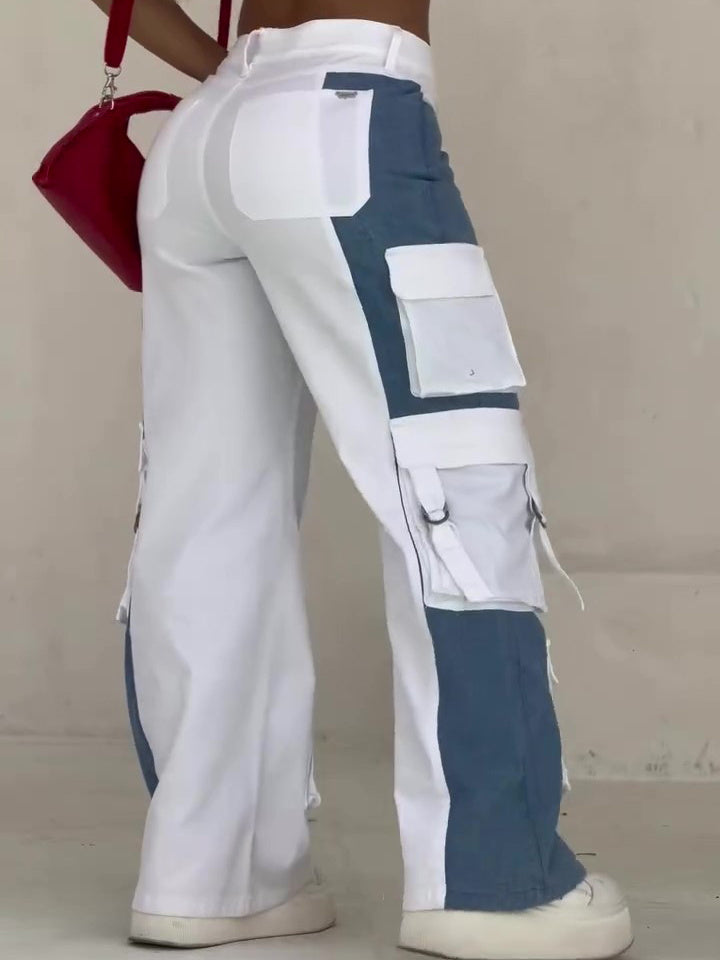 ZenFlow Urban Harmony Cargo Jeans - Sacred Contrast Transformation Trousers