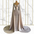 Celestial Elegance Sequin Cape Gown
