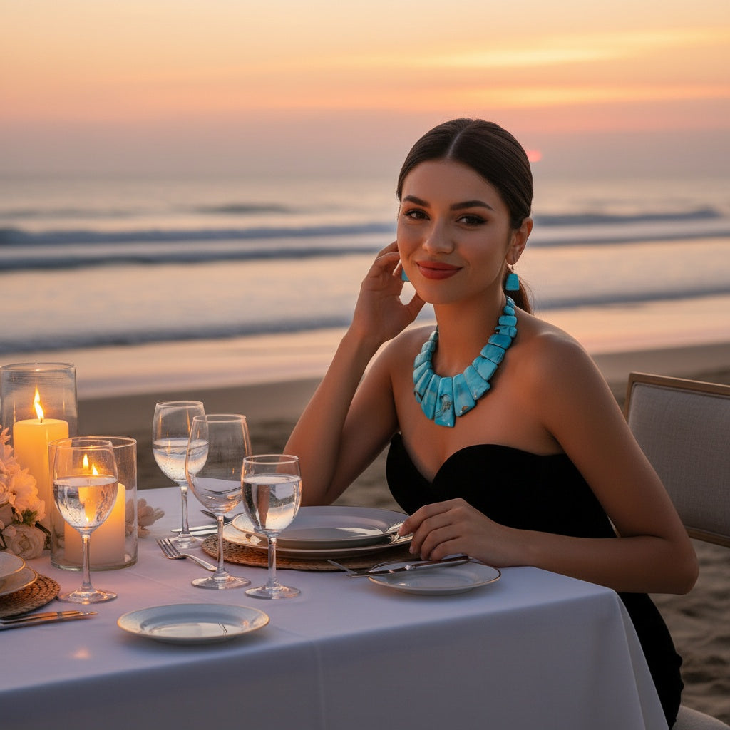 ZenFlow Trinity Necklace & Earring Set - Retro Coastal Personalized Expression Collection