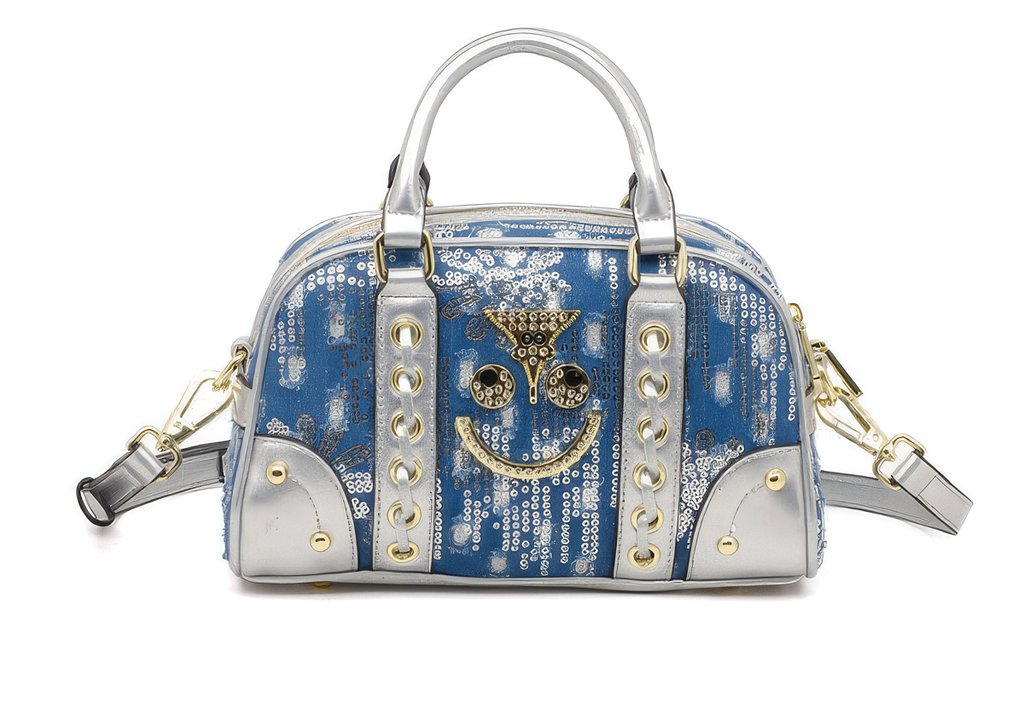 Zenflow Eye Theme Denim Embroidered sequined Handheld Newspaper *NEW COLLECTION*