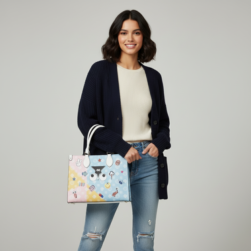 Zenmaya Eye Theme Good Vibes Only Emoji Large Bag