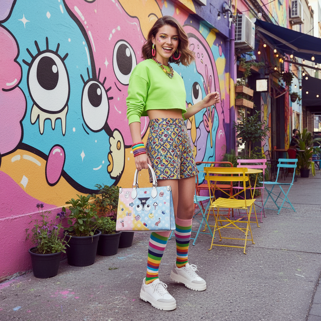 Zenmaya Eye Theme Good Vibes Only Emoji Large Bag