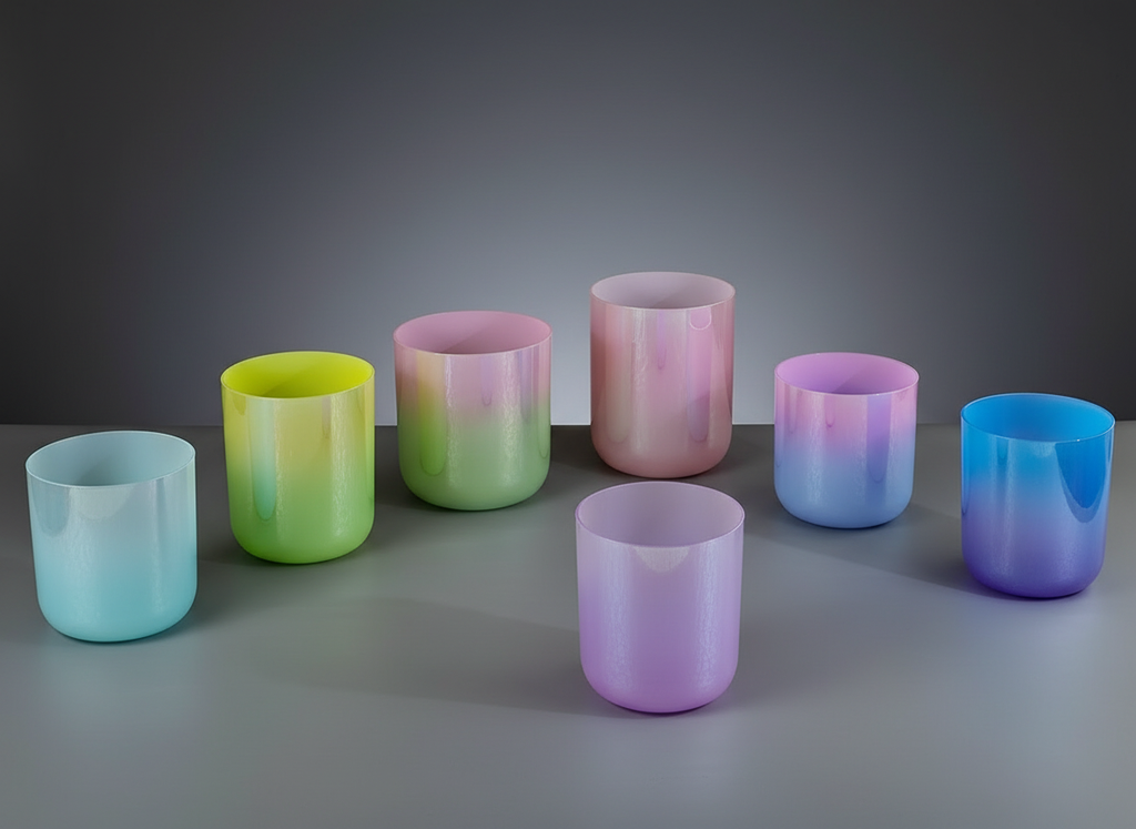 CrystalSoul 432Hz 7-8.5inch Alchemy Clear Quartz Crystal Singing Bowls Set of 7pcs for Sound Healing with bag and accessories