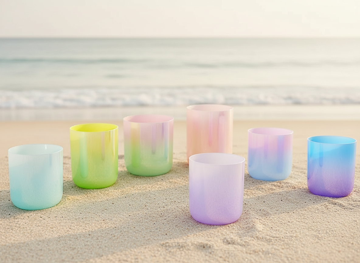 CrystalSoul 432Hz 7-8.5inch Alchemy Clear Quartz Crystal Singing Bowls Set of 7pcs for Sound Healing with bag and accessories